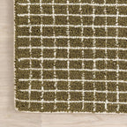 Rugs USA Melrose Checked Wool Area Rug - 5x8 Area Rug Contemporary Moss/Ivory for Living Room Bedroom Dining Room Kitchen