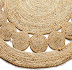 Savi Home Hand Woven Jute Braided Dot Rug, 6' Round - Natural, Reversible Area Rugs for Living Room, Farmhouse, Kitchen, Handcrafted 6 Feet Round Area Rugs - Natural