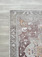 Fame Living Faded Oushak Rug, Turkish Vintage Floral Pastel Large Oversized Area Rugs for Living Room Dining Bedroom Kitchen Bathroom Nursery (848CrNv, 2' x 3')