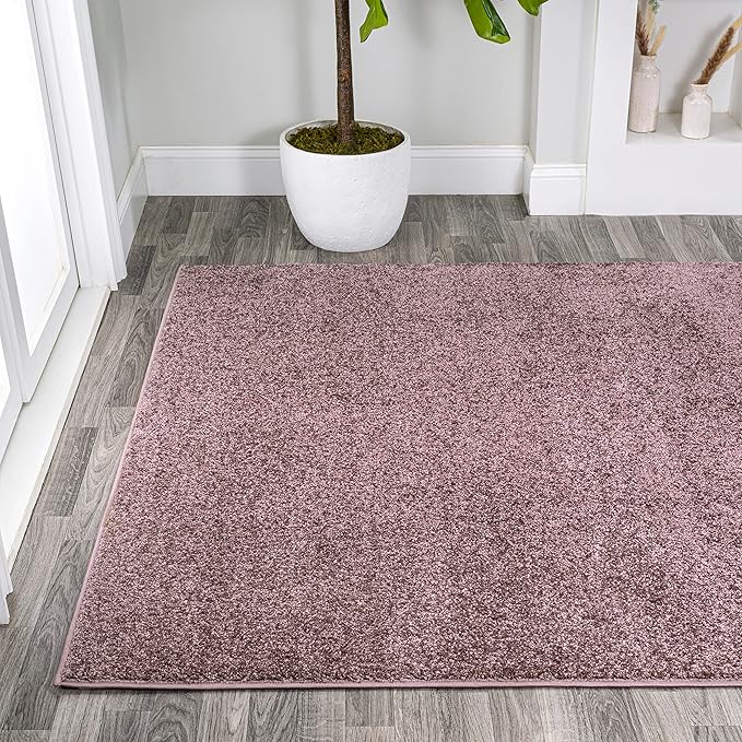 Eyely UES100R-5 Supersoft Haze Solid Low-Pile Indoor Area Rug Casual;Contemporary;Solid;Traditional, Bedroom, Kitchen, Living Room, Easy-Cleaning, Non-Shedding, 5 X 8, Light Purple