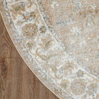 Nourison Home Astra Machine Washable Beige 5'3" x Round Area Rug - Easy Clean, Non Shedding, Bed Room, Living Room, Dining Room, Kitchen (5' x Round)