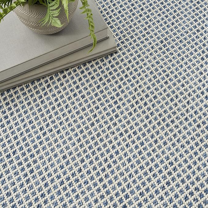 Nourison Home Courtyard Ivory Blue 6' x 9' Area Rug - Easy Clean, Non Shedding, Bed Room, Living Room, Dining Room, Kitchen (6' x 9')