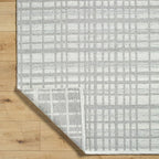 Mark&Day Wool Rugs, 9x12 Ishaq Solid and Border Light Grey Area Rug, Grey Ivory Carpet for Living Room, Bedroom or Kitchen (8'10" x 12')