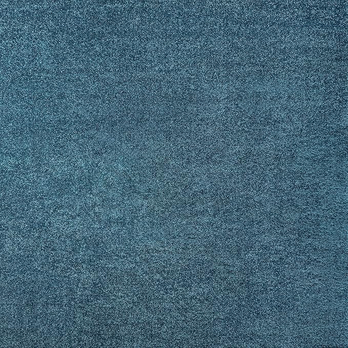 Eyely UES100H-5SQ Supersoft Haze Solid Low-Pile Indoor Area Rug Casual;Contemporary;Solid;Traditional, Bedroom, Kitchen, Living Room, Easy-Cleaning, Non-Shedding, 5' Square, Turquoise