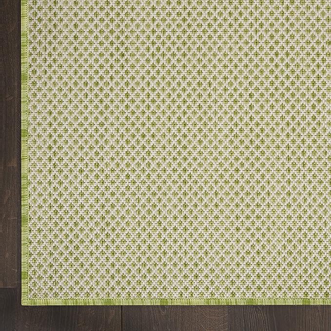 Nourison Home Courtyard Ivory Green 8' x 10' Area Rug - Easy Clean, Non Shedding, Bed Room, Living Room, Dining Room, Kitchen (8' x 10')