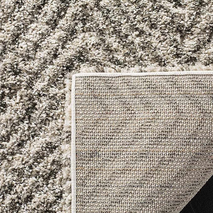 SAFAVIEH Hudson Shag Collection Runner Rug - 2'3" x 8', Ivory & Grey, Chevron Design, Non-Shedding & Easy Care, 2-inch Thick Ideal for High Traffic Areas in Living Room, Bedroom (SGH375A)