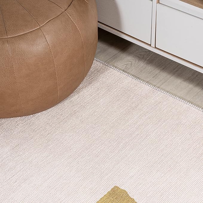 JONATHAN Y Machine Washable Cream/Moss Indoor Area Rug 8X10 ft, Luola Minimalist Geometric for Living Room, Bedroom, Kitchen, Office, Easy-Cleaning, High Traffic, Pet-Friendly, Non-Shedding WSH112A-8