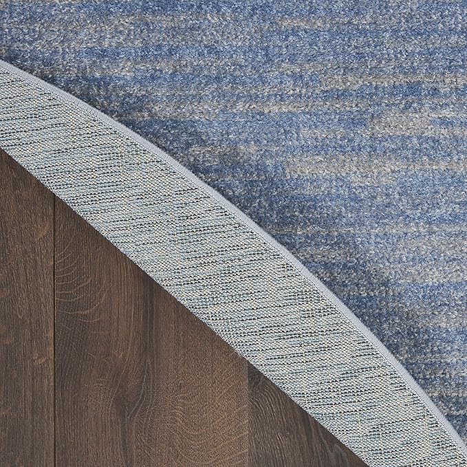 Nourison Home Nourison Essentials Blue Grey 8' x Round Area Rug - Easy Clean, Non Shedding, Bed Room, Living Room, Dining Room, Kitchen (8' x Round)
