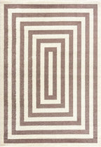 Abani Contemporary Beige & Ivory 5'3" x 7'6"(5'x8') Area Rug, Contrasting Geometric Modern Stripe Symmetrical Living Room Carpet Rugs