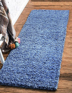 Unique Loom Solid Shag Collection Area Rug (2' 6" x 16' 5" Runner, Periwinkle Blue)