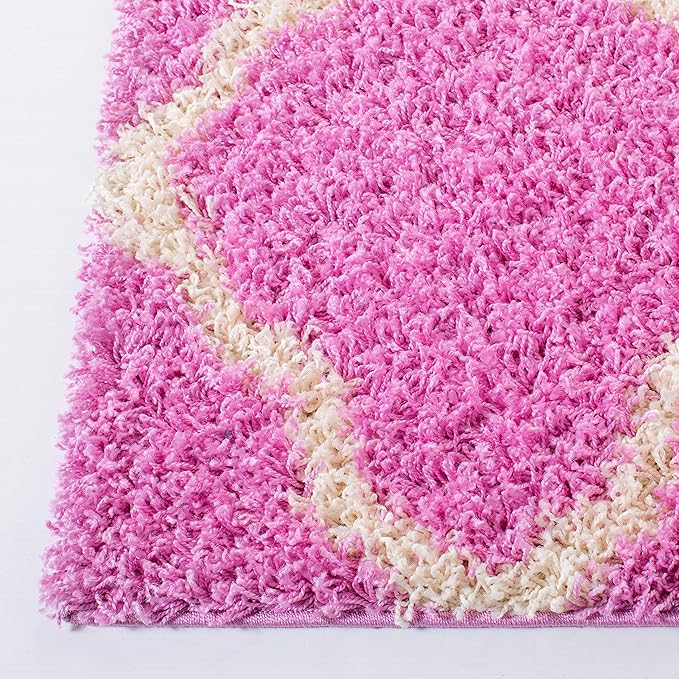 SAFAVIEH Dallas Shag Collection Area Rug - 8'6" x 12', Pink & Ivory, Trellis Design, Non-Shedding & Easy Care, 1.5-inch Thick Ideal for High Traffic Areas in Living Room, Bedroom (SGD257I)