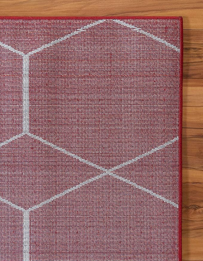 Unique Loom Trellis Frieze Collection Area Rug - Geometric (2' x 3' 1", Red/ Ivory)