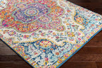 Livabliss Area Rugs - 8x10 Romaine Vintage Boho Fuchsia Mustard Blue Area Rug for Living Room Bedroom - Floral Medallion Stain Resistant Carpet for Kitchen, Nursery, Office (7'10" x 10'3")