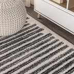 JONATHAN Y Khalil Modern Berber Stripe Cream/Black Indoor Area Rug, 8x10, Contemporary, Bohemian, Easy-Cleaning for Living Room, Bedroom, Kitchen, Pet Friendly, Non-Shedding (MOH207A-8)