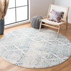 SAFAVIEH Tulum Collection Area Rug - 12' Round, Ivory & Turquoise, Moroccan Boho Tribal Design, Non-Shedding & Easy to Clean, Ideal for Living Room, Bedroom, Dining Space (TUL272E)