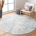 SAFAVIEH Tulum Collection Area Rug - 10' Round, Ivory & Turquoise, Moroccan Boho Tribal Design, Non-Shedding & Easy to Clean, Ideal for Living Room, Bedroom, Dining Space (TUL272E)