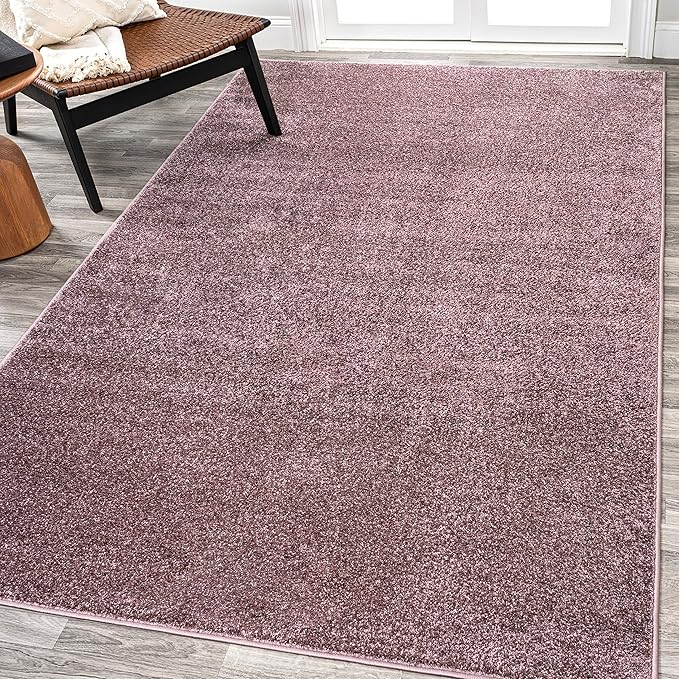 Eyely UES100R-14 Supersoft Haze Solid Low-Pile Indoor Area Rug, Coastal, Bohemian, Minimalist, Classic, Casual for Bedroom,Kitchen,Living Room,Non Shedding,Easy-Washing, Purple, 10 X 14