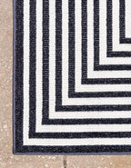 Unique Loom Sabrina Soto Outdoor Collection Geometric, Modern, Vibrant, Carved Area Rug (2' 0 x 6' 0 Runner, Navy Blue/ Ivory)