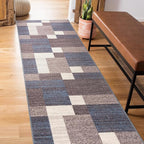 Rugshop Geometric Modern Boxes Design Non-Slip (Non-Skid) Carpet for Hallway,Kitchen,Entryway Runner Rug 2'7" x 6' Blue