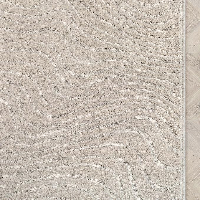 Well Woven Custom Size Hallway Stair Runner - Choose Your Length - 27 Inches Wide x 12 Feet Long Runner (27" x 12' Runner) Rug - Ivory Sibi Soft Touch, Modern Abstract - Hi-Lo Pile