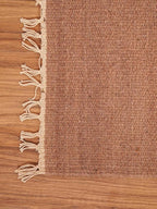 Rugsotic Carpets Hand Woven Flat Weave Kilim Wool 5'x8' Area Rug Solid Light Brown D00111