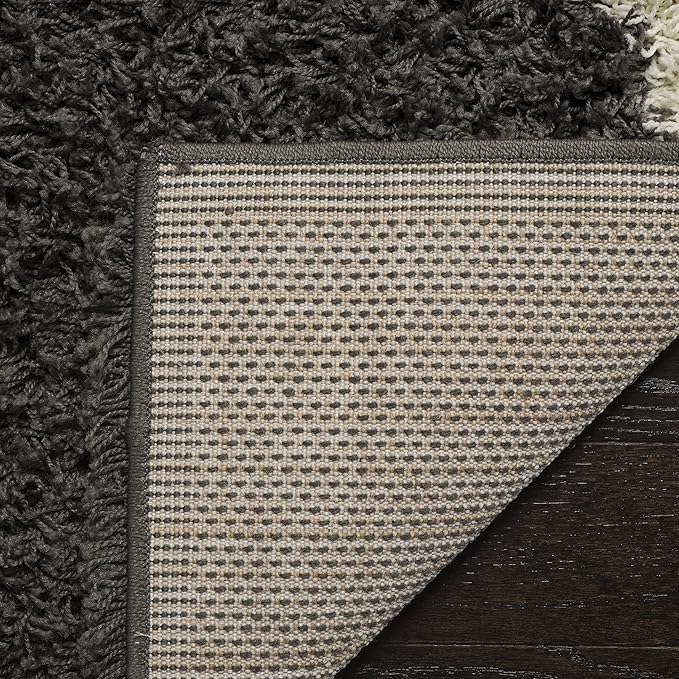 SAFAVIEH Dallas Shag Collection Area Rug - 6' Round, Dark Grey & Ivory, Trellis Design, Non-Shedding & Easy Care, 1.5-inch Thick Ideal for High Traffic Areas in Living Room, Bedroom (SGD257A)