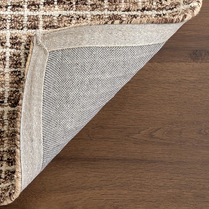 Rugs USA Melrose Handmade, Brown/Ivory, 4' x 6', Wool & Cotton, Soft and Cozy, High Traffic, Stain Resistant, Easy Clean, Durable Area Rug for Bedroom, Living Room, Dining Space, Den, Foyer, Entryway