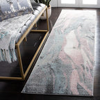 SAFAVIEH Glacier Collection Runner Rug - 2'3" x 10', Pink & Blue, Modern Abstract Design, Non-Shedding & Easy Care, Ideal for High Traffic Areas in Living Room, Bedroom (GLA126U)