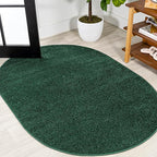 JONATHAN Y Haze Solid Low-Pile Emerald 3x5 Oval Indoor Area Rug, Coastal,Bohemian,Minimalist,Classic, Easy-Cleaning for Living Room,Bedroom,Kitchen,Pet Friendly,Non-Shedding (SEU100L-3OV)