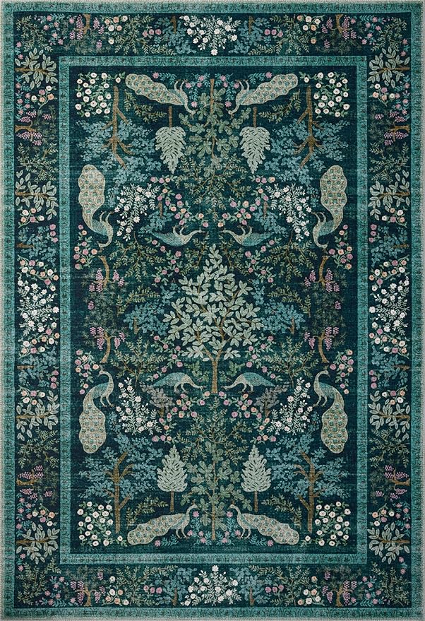 Loloi Rifle Paper Co. Canopy Collection CNP-05 Teal 2'-0" x 3'-0" Accent Rug