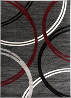Rugshop Modern Wavy Circles Design Non-Shedding Area Rug, Carpet for Living Room, Dining Room, or Office,Grand Room,Open Spaces Red, 10' x 14'