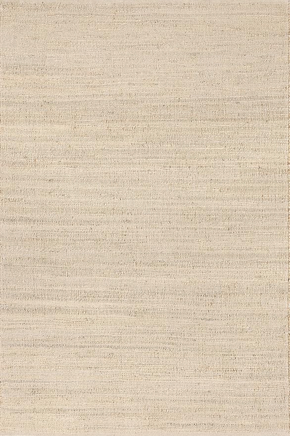 nuLOOM 12x15 Elfriede Jute & Cotton Hand Woven Area Rug, Natural, Solid Rustic Farmhouse Style, Weaved Design, Natural Fiber, For Bedroom, Living Room, Dining Room, Hallway, Office, Entryway
