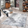 GLN Rugs Contemporary Collection - Machine Washable Area Rug, Contemporary Washable, Non Slip, Low Pile Chenille Rug, Living Room, Bedroom, Kitchen Rug (5' x 7' Grey/Green)