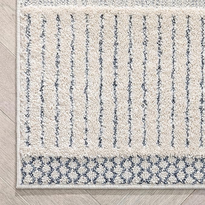 Well Woven Harlow Collection Briar Light Blue - Modern Tribal Minimalist Geometric 5x7 Area Rug - Ideal for Living Room, Dining Room & Bedroom - Durable, Stain Resistant & Easy to Clean