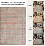 GLN Rugs Traditional Collection - Machine Washable Area Rug, Traditional Washable, Non Slip, Low Pile Chenille Rug, Living Room, Bedroom, Kitchen Rug (3' x 5' Terra/Multicolor 1153)