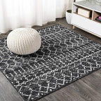 JONATHAN Y Boho Vintage Diamond Black/Ivory Square Area Rug 9X9 ft, Moroccan Hype for Living Room, Bedroom, Kitchen, Office, Easy-Cleaning, High Traffic, Pet-Friendly, Non-Shedding (MOH101D-9SQ)