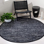 SAFAVIEH Rag Rug Collection Area Rug - 6' Round, Black, Handmade Boho Stripe Cotton, Ideal for High Traffic Areas in Living Room, Bedroom (RAR121Z)