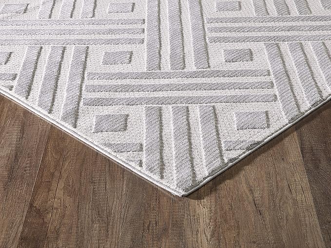 Abani Modern Grey Geometric Striped Chevron 7'9" X 10'2" Area Rug Rugs Nova Collection - Eclectic Pattern Accent Rug