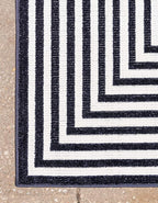 Unique Loom Sabrina Soto Outdoor Collection Geometric, Modern, Vibrant, Carved Area Rug (2' 0 x 6' 0 Runner, Navy Blue/ Ivory)
