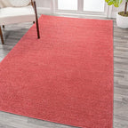 Eyely UES100E-9 Supersoft Haze Solid Low-Pile Indoor Area Rug, Coastal, Bohemian, Minimalist, Classic, Casual for Bedroom,Kitchen,Living Room,Non Shedding,Easy-Washing, Red, 9 X 12