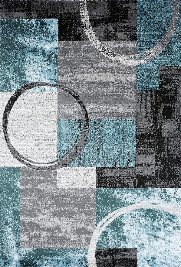 Rugshop Contemporary Circle Design Area Rug, Non-Shedding Carpet for Large Living Room, Dining Room, or Open Space, Gray, 10' x 14'