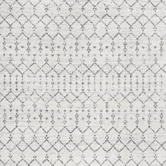 JONATHAN Y Boho Vintage Diamond Cream/Gray Square Area Rug 6X6 ft, Moroccan Hype for Living Room, Bedroom, Kitchen, Office, Easy-Cleaning, High Traffic, Pet-Friendly, Non-Shedding (MOH101B-6SQ)