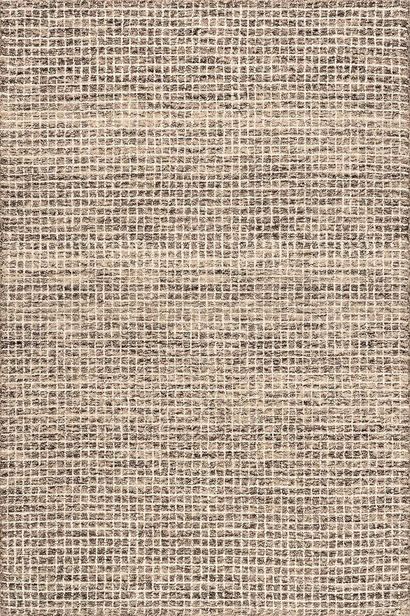 Rugs USA Melrose Handmade, Brown/Ivory, 4' x 6', Wool & Cotton, Soft and Cozy, High Traffic, Stain Resistant, Easy Clean, Durable Area Rug for Bedroom, Living Room, Dining Space, Den, Foyer, Entryway