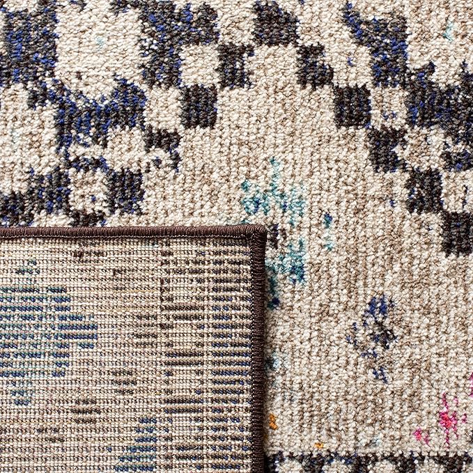 SAFAVIEH Madison Collection Runner Rug - 2'2" x 18', Black & Yellow, Boho Diamond Distressed Design, Non-Shedding & Easy Care, Ideal for High Traffic Areas in Living Room, Bedroom (MAD418Z)