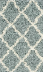 SAFAVIEH Dallas Shag Collection Accent Rug - 2'3" x 4', Seafoam & Ivory, Trellis Design, Non-Shedding & Easy Care, 1.5-inch Thick Ideal for High Traffic Areas in Foyer, Living Room, Bedroom (SGD257C)