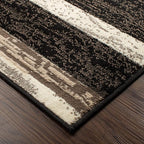 Superior Indoor Runner Rug, Jute Backed, Modern Geometric Patchwork Floor Decor for Bedroom, Office, Living Room, Entryway, Hardwood Floors, Rockwood Collection, 2' 7" x 8', Chocolate