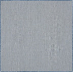 Nourison Home Courtyard Ivory Blue 5' x Square Area Rug - Easy Clean, Non Shedding, Bed Room, Living Room, Dining Room, Kitchen (5' x Square)