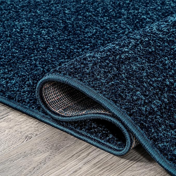 Eyely UES100C-6SQ Supersoft Haze Solid Low-Pile Indoor Area Rug, Coastal, Bohemian, Minimalist, Classic, Casual for Bedroom,Kitchen,Living Room,Non Shedding,Easy-Washing, Blue, 6' Square