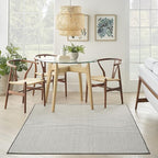Nourison Home Courtyard Ivory Charcoal 4' x 6' Area Rug - Easy Clean, Non Shedding, Bed Room, Living Room, Dining Room, Kitchen (4' x 6')