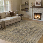 8x10 Brown Black Area Rug for Living Room Washable Vintage Distressed Carpet Large Bedroom Low Pile Non Slip Indoor Soft Retro Throw Accent Rug Office Kitchen Bathroom Dining Room